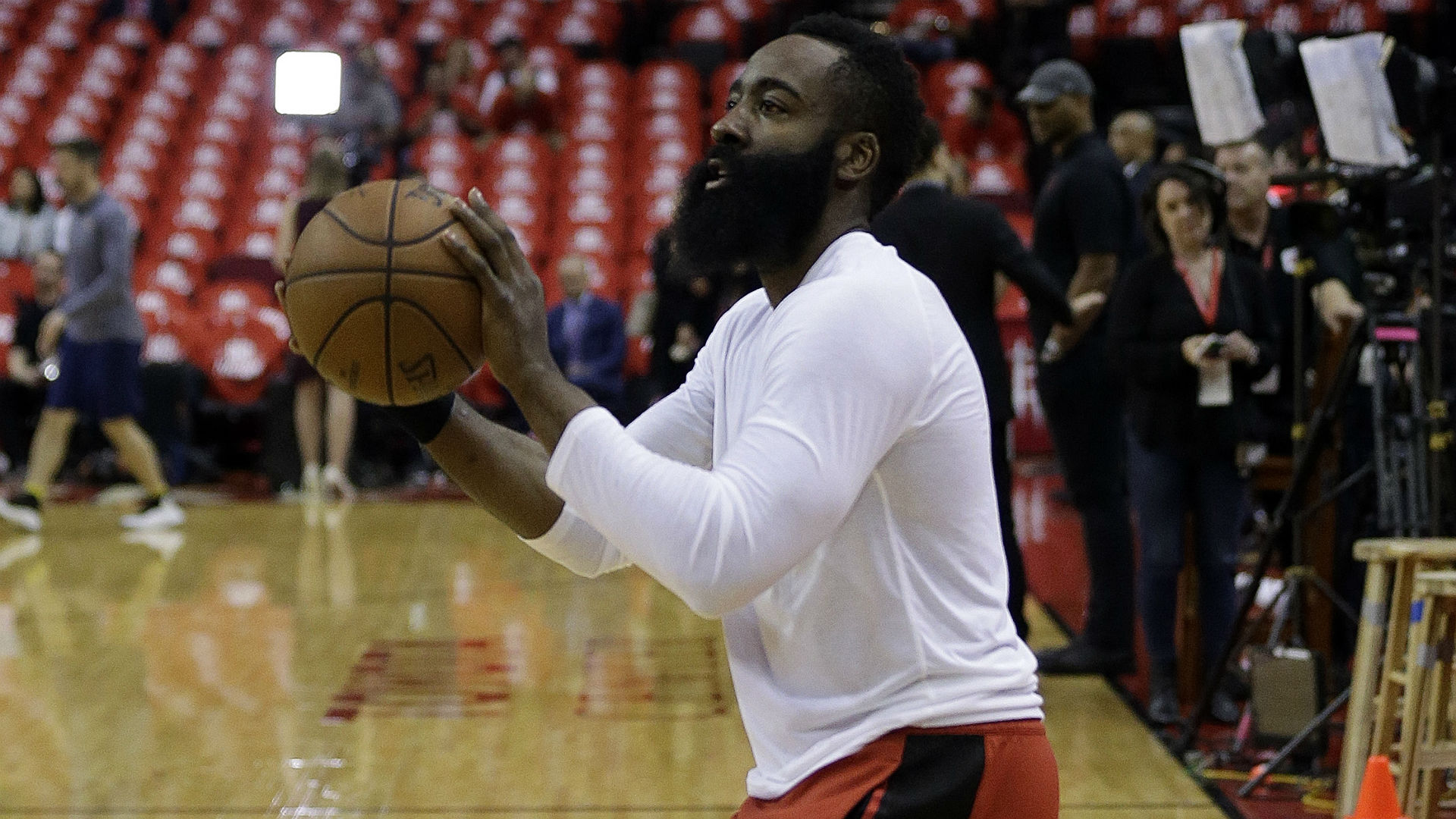 James Harden discussed his championship hopes and playing alongside Houston Rockets recruit Russell Westbrook.