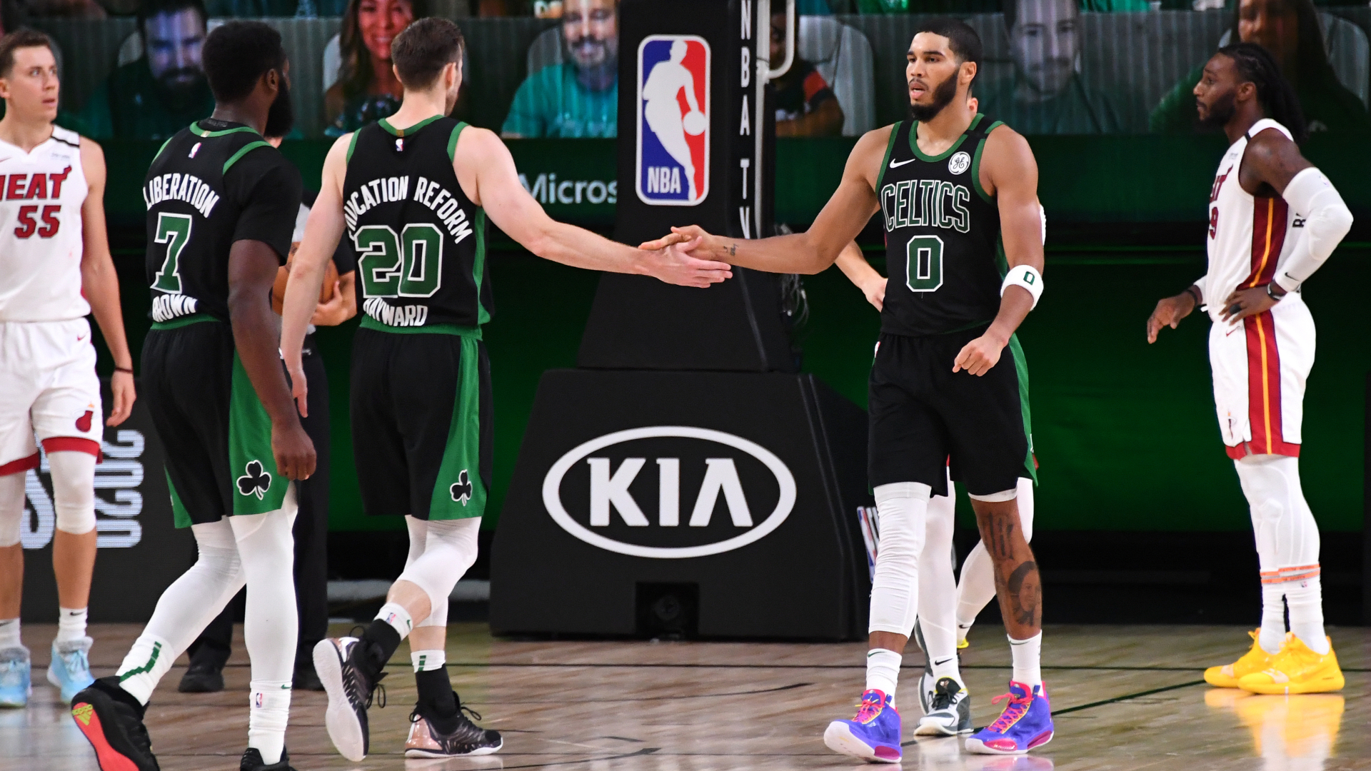 Boston Celtics head coach Brad Stevens discussed the Game 5 win over the Miami Heat.
