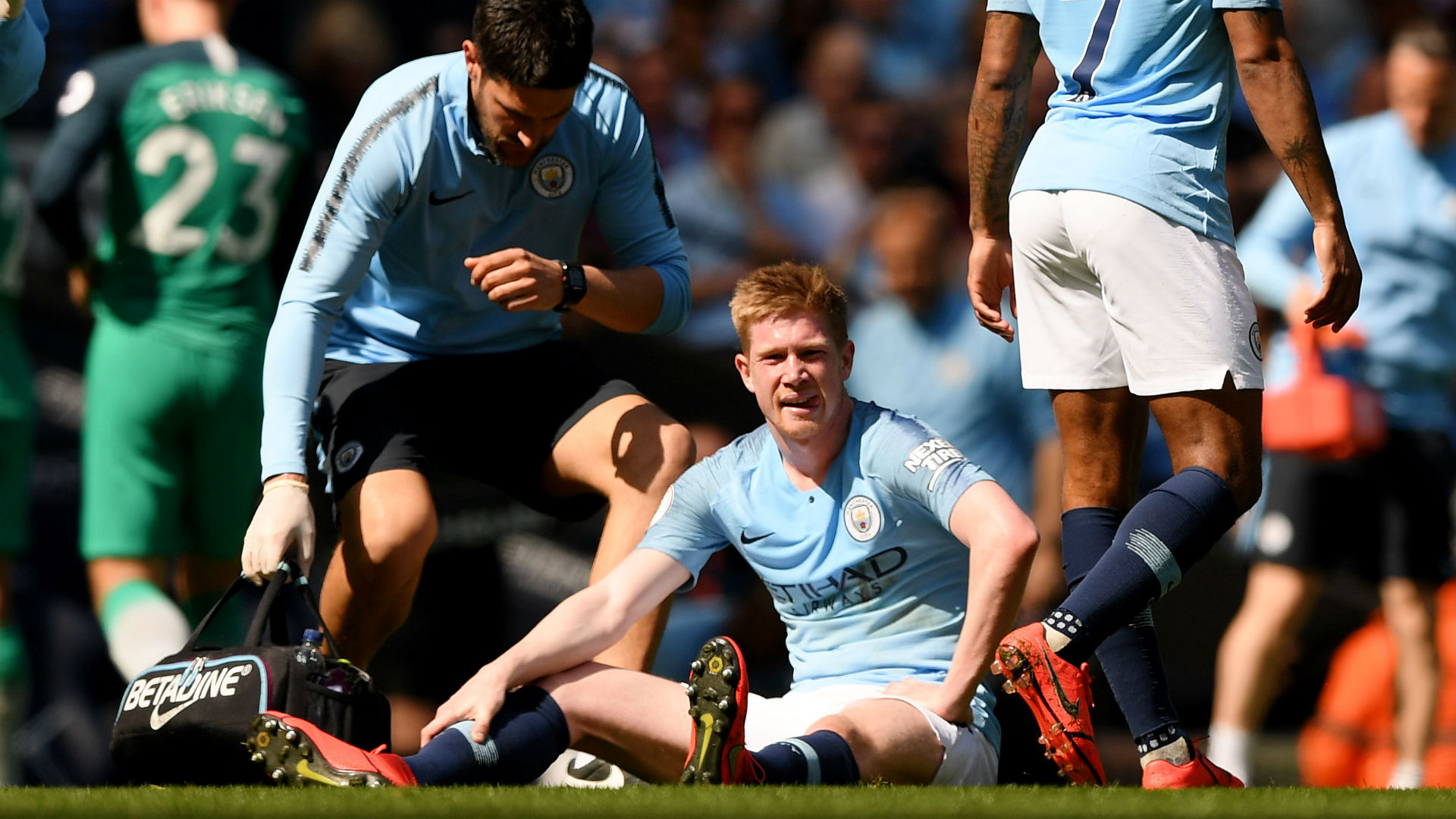 Manchester City's title challenge suffered a setback as Kevin De Bruyne sustained another injury against Tottenham on Saturday.