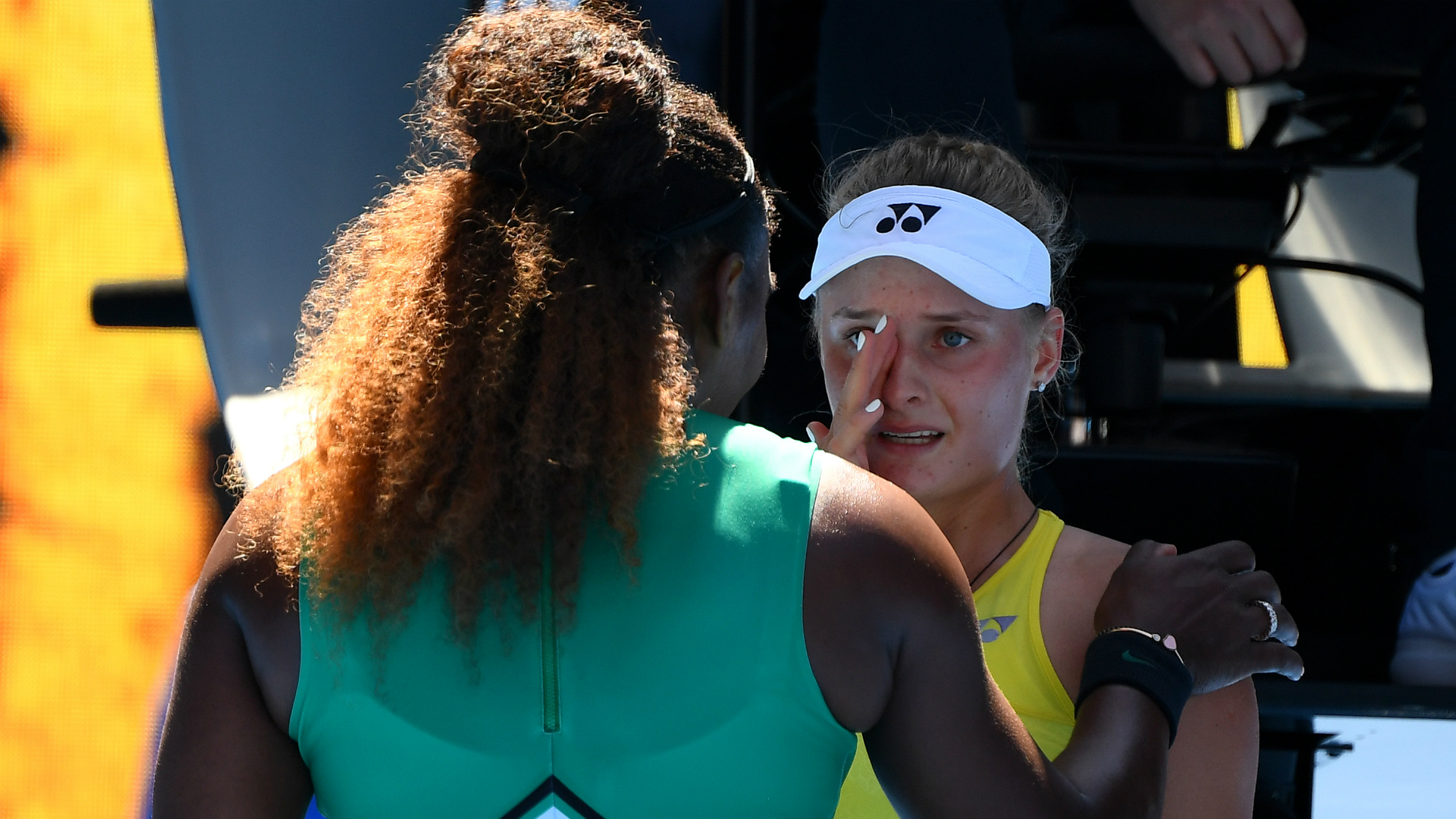 There was a touching moment following Serena Williams' comfortable win over teenager Dayana Yastremska in Melbourne on Saturday.