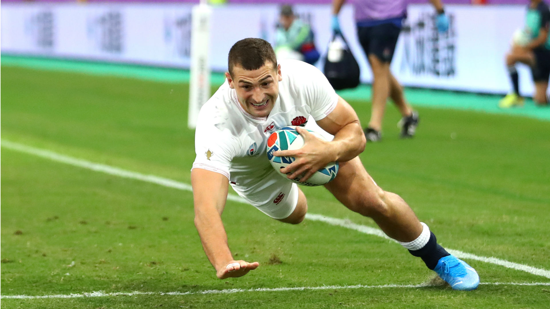 England produced a magnificent defensive display and Jonny May scored a first-half double as the Six Nations champions beat Ireland.