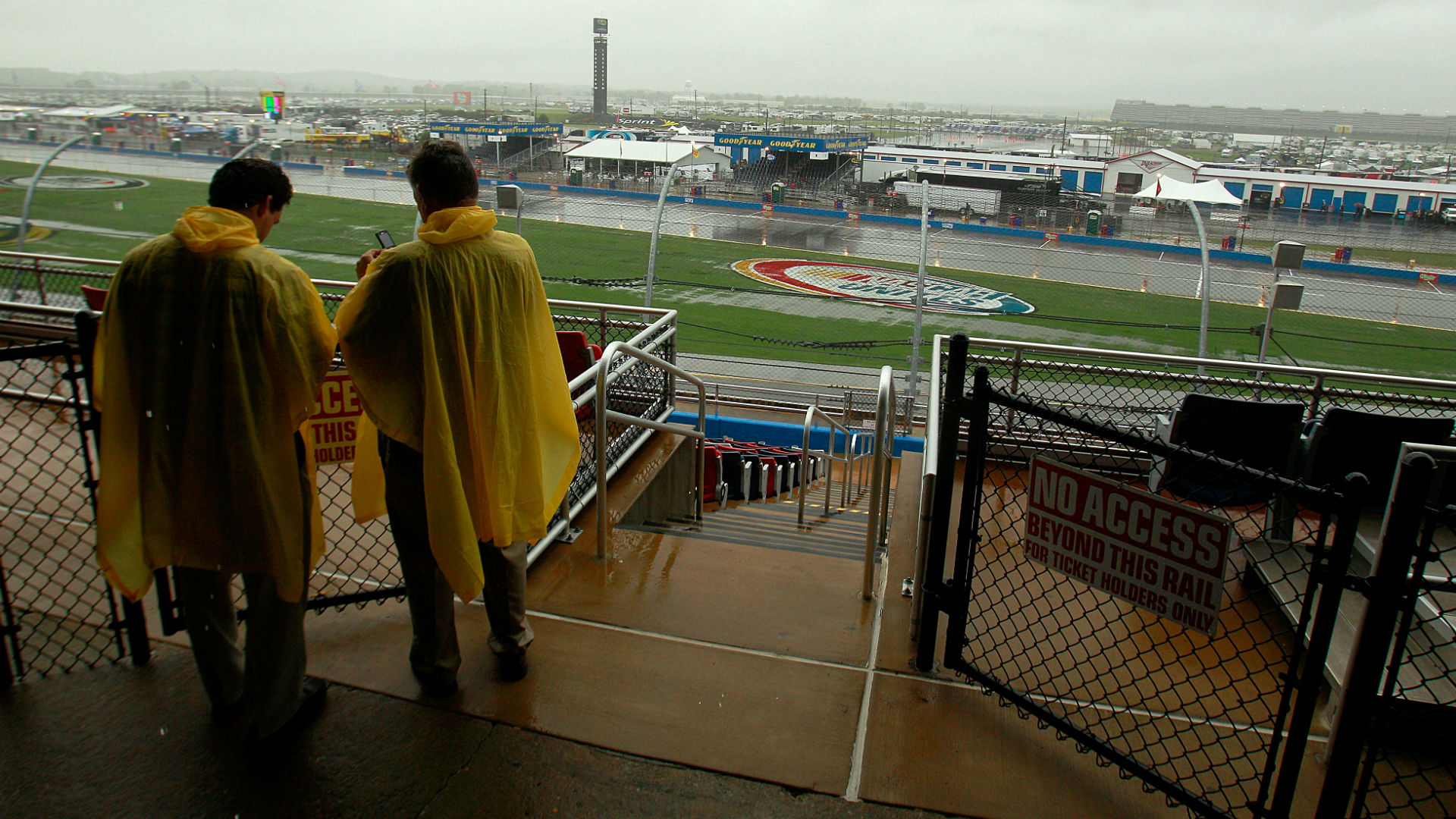 William Bryon was leading when the race was stopped with 57 of the scheduled 188 laps completed.