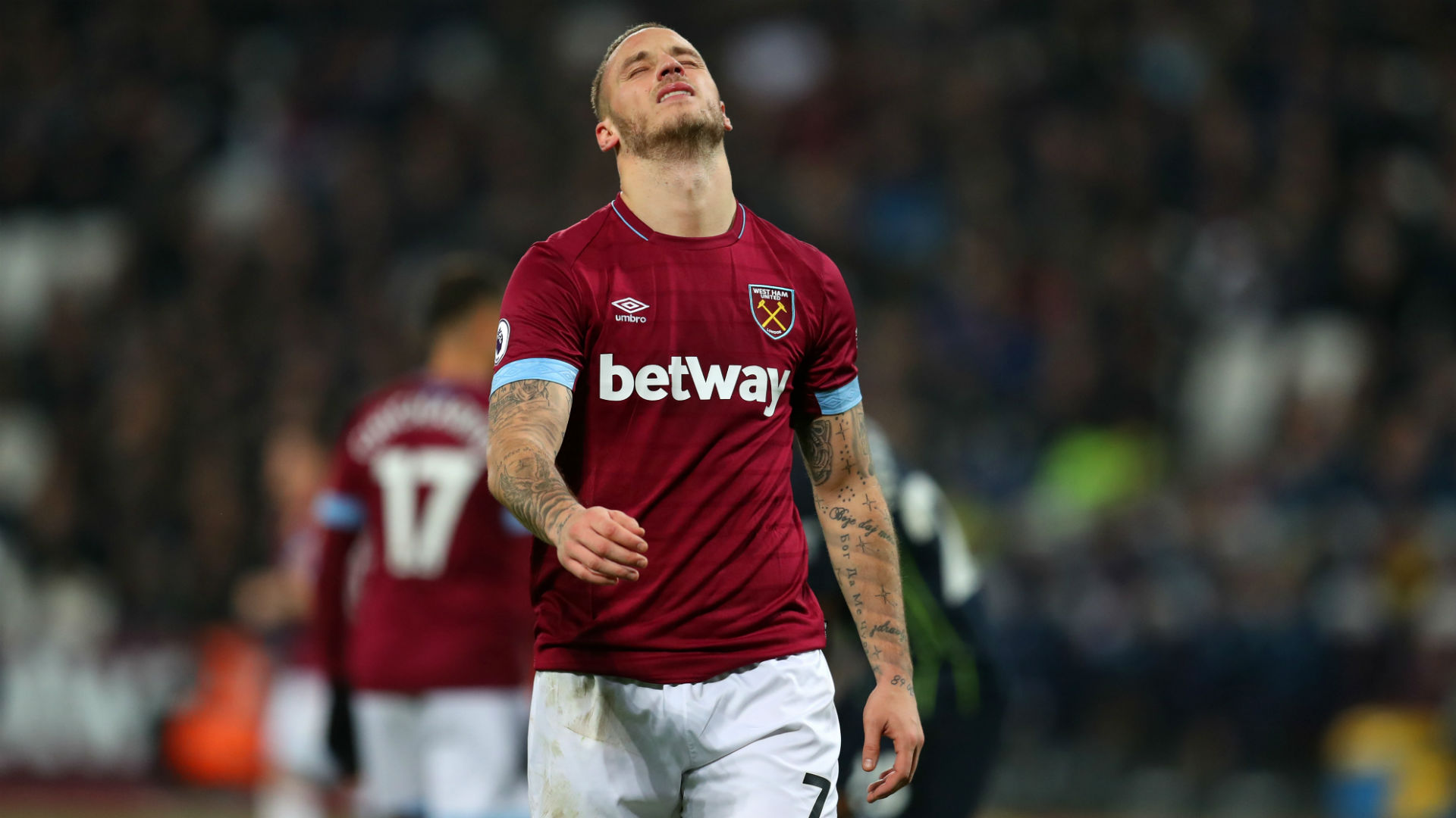 West Ham are set to be without Marko Arnautovic for up to a month after he sustained a muscle injury against Cardiff City on Tuesday.