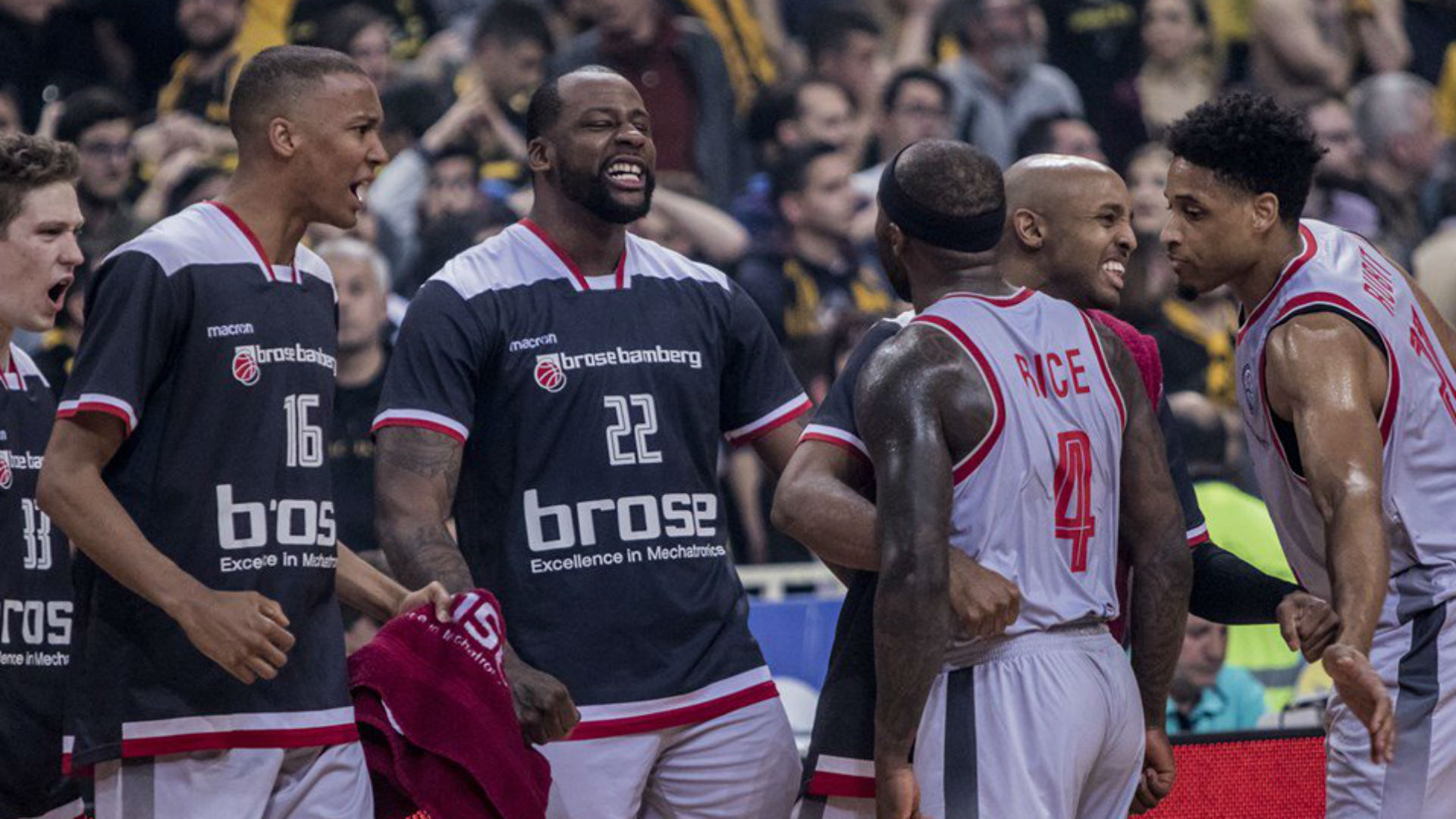 A late floater from Tyrese Rice - who scored 25 points on the night - put Brose Bamberg into the Final Four and ousted the champions.
