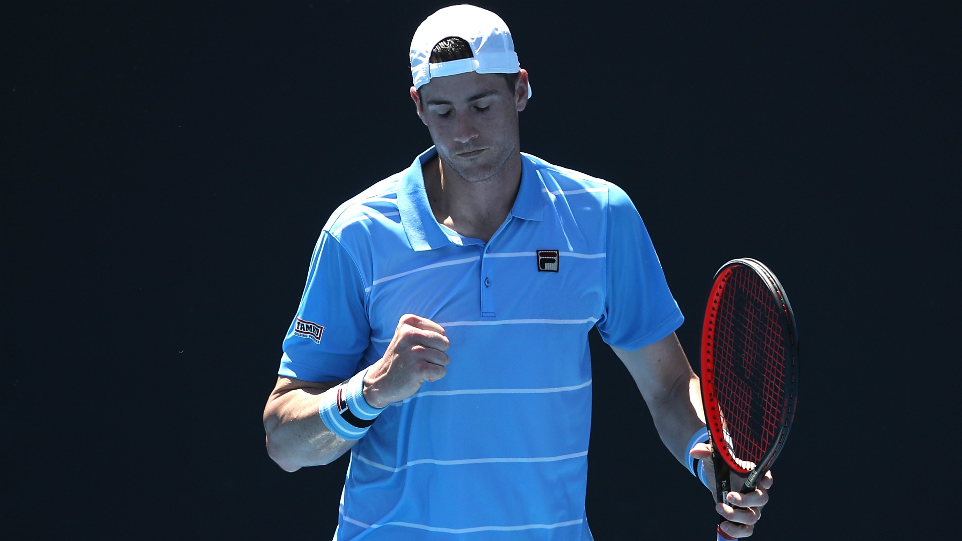 Top seed John Isner defeated Bernard Tomic en route to the New York Open quarter-finals, having lost his first two matches of 2019.