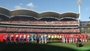The two teams on the pitch ahead of the 2016 Hyundai A-League grand final between the Reds and Wanderers.