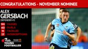 Sydney FC's Alex Gersbach is the November nominee for the NAB Young Footballer of the Year.