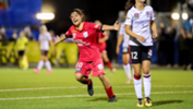 Alex Chidiac celebrates scoring in the Reds 10-2 romp of Western Sydney Wanderers.