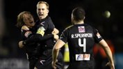 Blacktown players were all smiles after their 'Cupset' over Hyundai A-League side Central Coast Mariners.