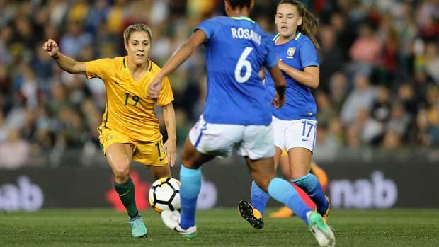 The Westfield Matildas held on for a 3-2 win over Brazil on Tuesday night in Newcastle.