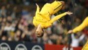 Sam Kerr pulls off a stunning back-flip after her second goal in the win over Brazil on Tuesday night.