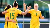 Westfield Matildas star Caitlin Foord celebrates a goal during the Algarve Cup.
