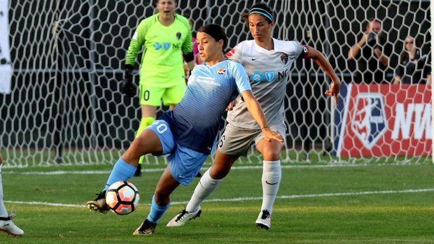 Sam Kerr set up her side's equaliser in the WNSL on Monday. Image credit: Sky Blue FC.