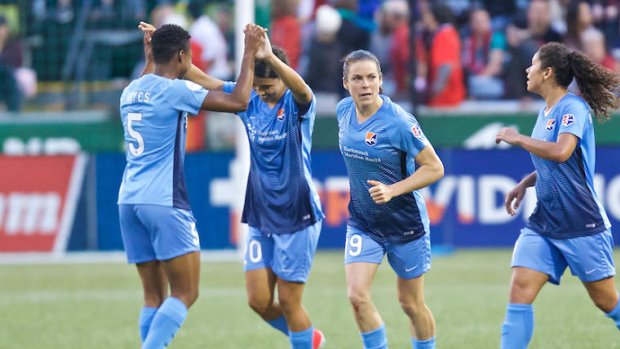 Sam Kerr netted twice over the weekend. Image: Sky Blue FC