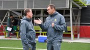 Matildas coach Alen Stajcic with Technical Director Ante Juric.