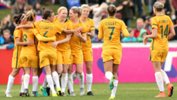The Westfield Matildas celebrate scoring against New Zealand in a friendly last year.