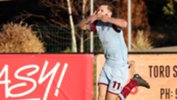 APIA Leichardt player Jordan Murray celebrating a goal.