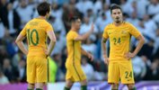 Socceroos striker Jamie Maclaren in his debut appearance in the green and gold against England.
