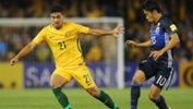 Caltex Socceroos midfielder Massimo Luongo and Japanese superstar Shinji Kagawa.