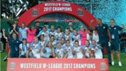 Melbourne City's Westfield W-League squad celebrate winning back-to-back championships.
