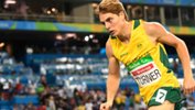 James Turner running in the Men's 800m - T36 Final at the Paralympic Games in Rio.