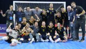 The Futsalroos celebrate their win over Kyrgyzstan at the AFC Futsal Championship in Uzbekistan. Images courtesy of Mark Seeto