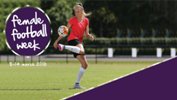 Jets striker Tara Andrew was on hand to help launch FFA's Female Football Week on Monday.