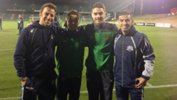 Foxtel A-League All Stars Alessandro Del Piero and Ali Abbas with Young Socceroos Hagi Gligor and Chris Naumoff.