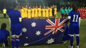 The Mini Matildas sing the national anthem ahead of kick-off against Vietnam.