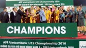 The Young Socceroos celebrate winning the AFF U-19 Championship in Vietnam.