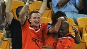 FFA CEO Ben Buckley congratulates Brisbane Roar