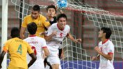 Australia attack Tajikistan's goal at the AFC U-19 Championship on Friday night. Images courtesy AFC