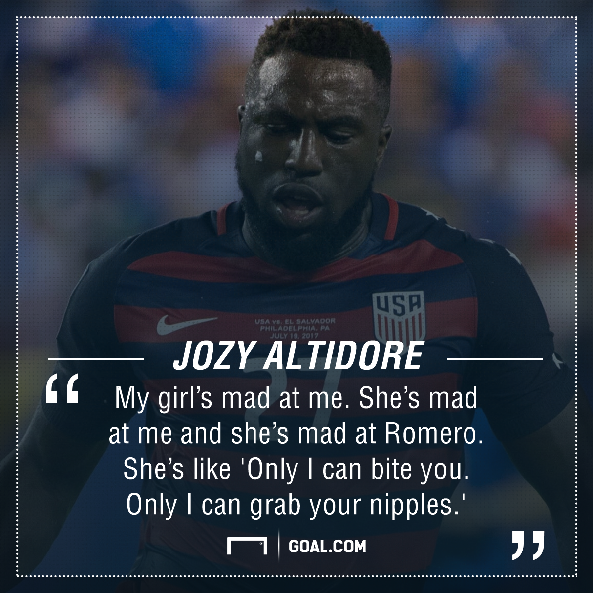 El Salvador player twists Altidore's nipple, bites shoulder in shocking display El Salvador player twists Altidore's nipple, bites shoulder in shocking display