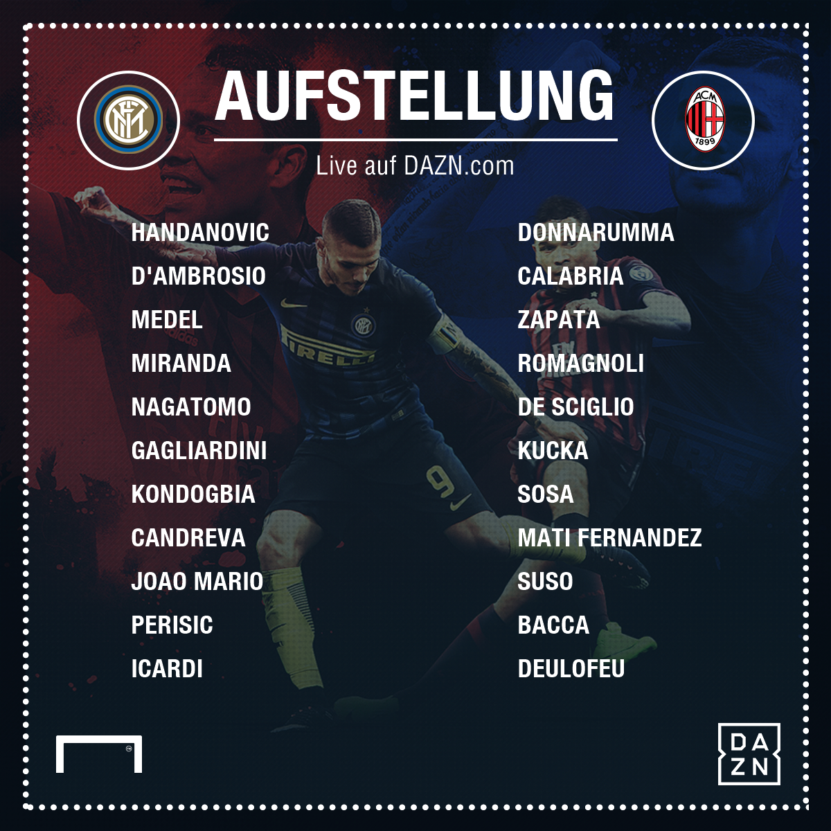 Derby della Madonnina Internazionale vs. AC Milan im LIVESTREAM Derby della Madonnina Internazionale vs. AC Milan im LIVESTREAM