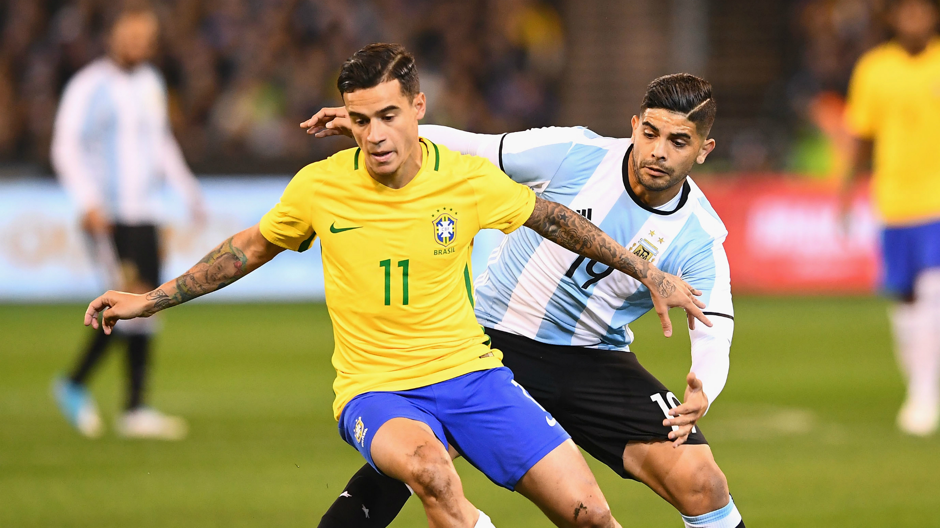 Philippe Coutinho Ever Banega Brazil v Argentina Friendly 09062017