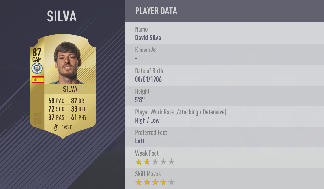 David Silva FIFA 18