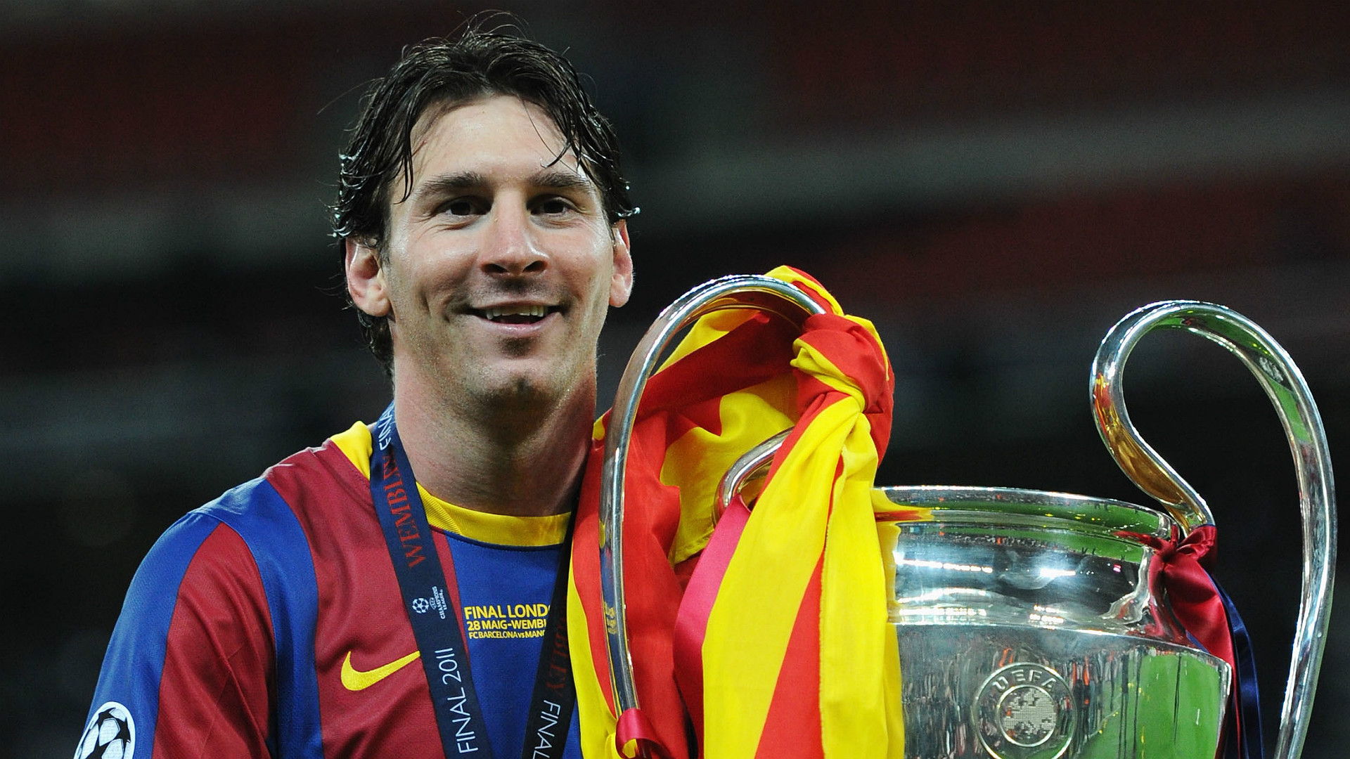 Lionel Messi Barcelona Champions League Trophy