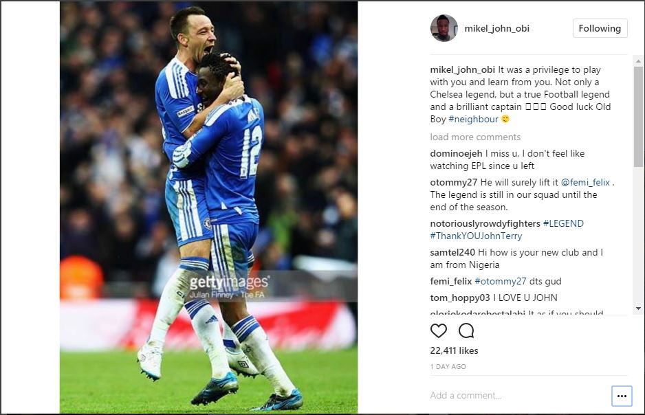 mikel obi the of a chelsea legend soccernet ng football news and articles in nigeria a true football legend and a brilliant captain mikel posts terry instagram tribute goal mikel obi the of a chelsea legend soccernet ng football news and articles in nigeria a true football legend and a brilliant captain mikel posts terry instagram tribute goal