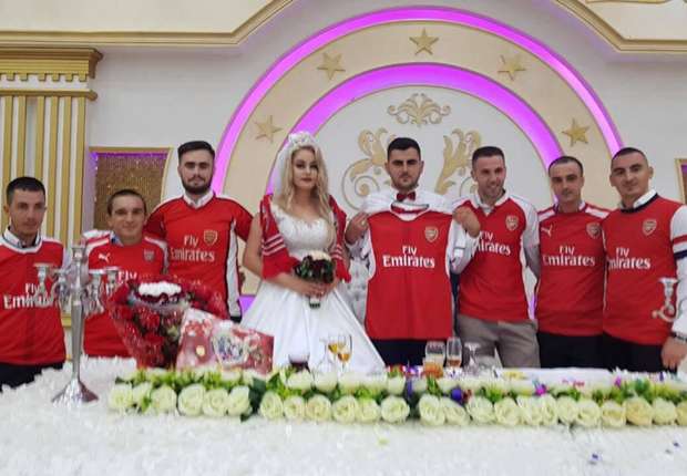 Kosovo Arsenal fan reveals wife's reaction to Gunners-themed wedding