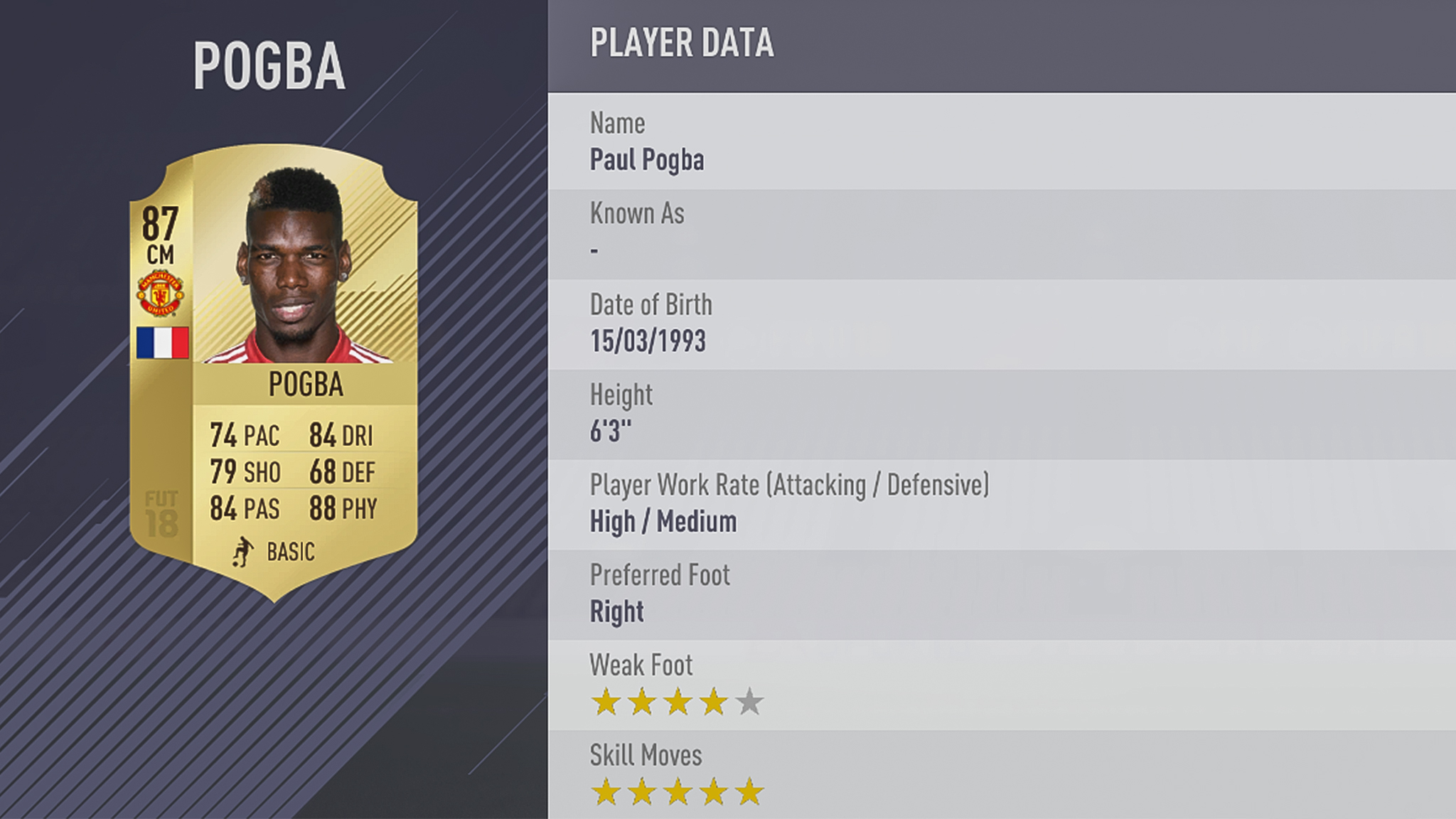 Paul Pogba FIFA 18