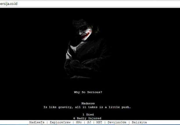 Situs Persija diretas dengan wajah Joker.