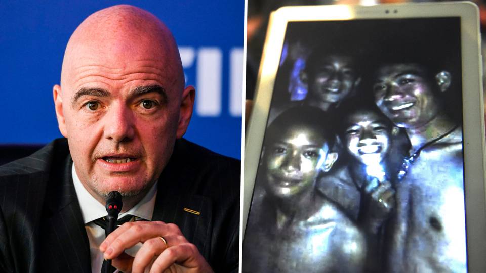 Image result for FIFA PRESIDENT, Infantino children have been stuck in the cave Thailand