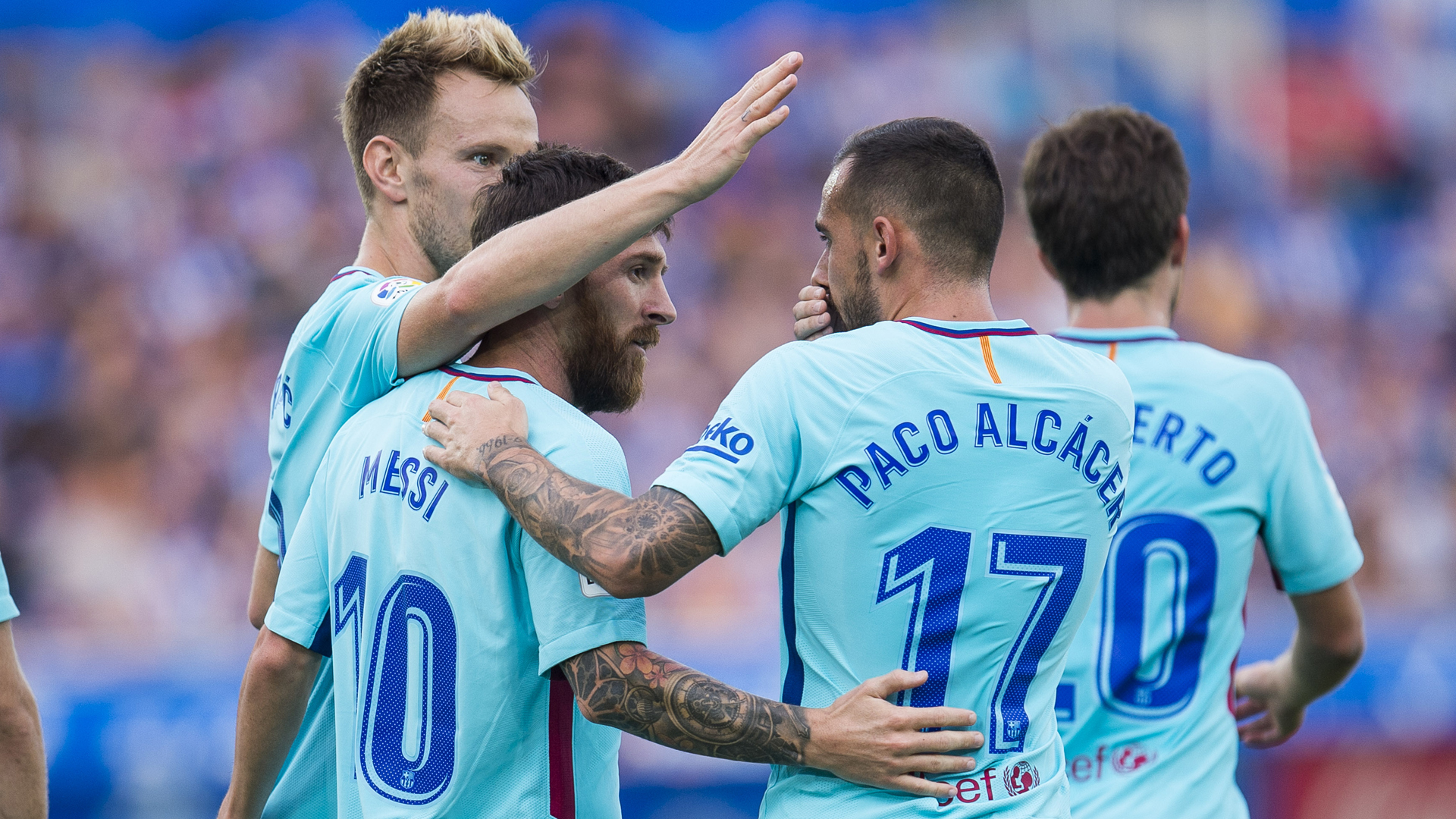 Messi Rakitic Alcacer Barcelona Alaves 082617