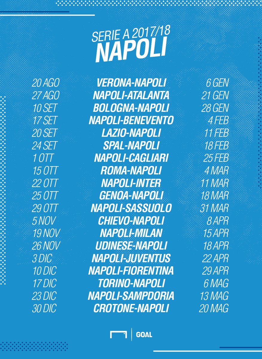 Calendario Napoli Serie A 2017/2018: Partite E Date | Goal.com