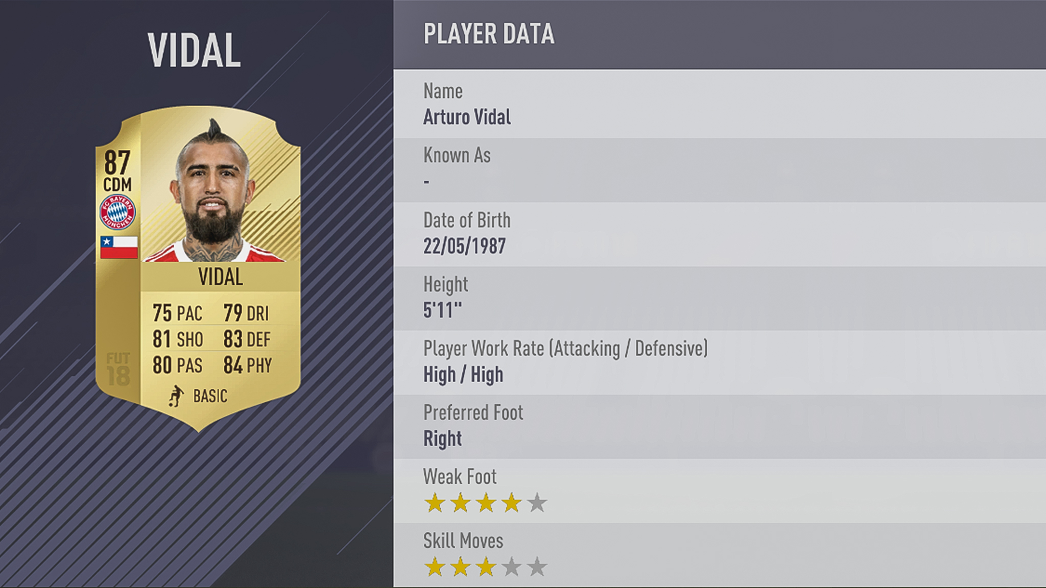 Arturo Vidal FIFA 18