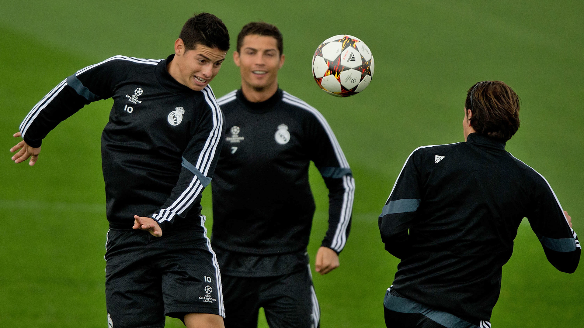 James Rodriguez Cristiano Ronaldo Real Madrid Champions League training 03112014 ...1920 x 1080