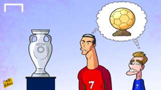 cartoon cr7 vs griezmann for ballon d or goal com