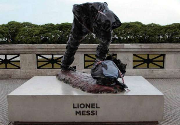 Messi statue cut in half as vandals destroy tribute to Barcelona superstar
