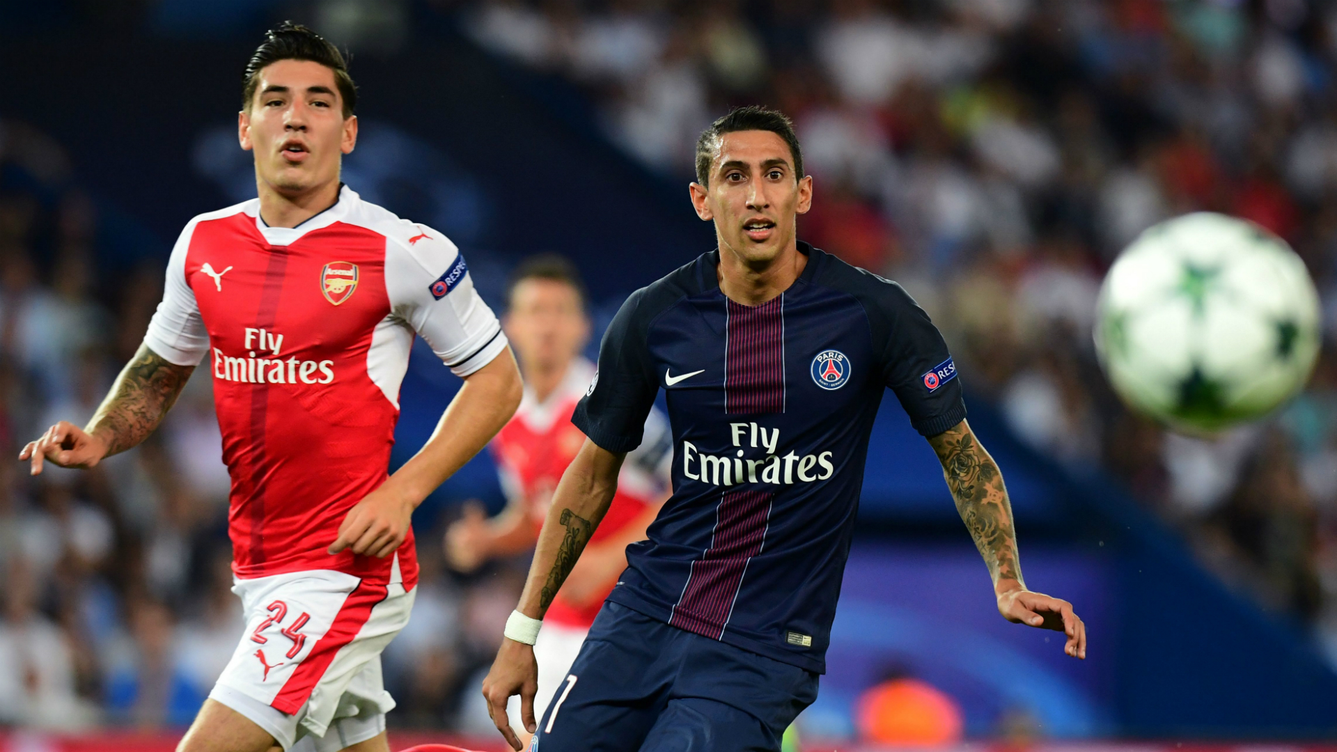 Hector Bellerin Angel Di Maria PSG Arsenal Champions League 13092016