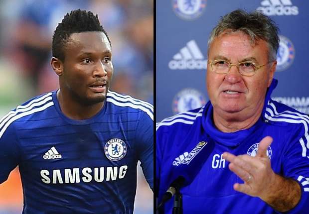 John Obi Mikel & Guus Hiddink of Chelsea